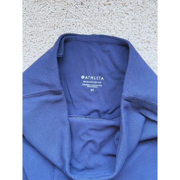 Athleta Studio Rib Skinny Pants Leggings Navy Blue Stretch Small Tall Athleisure - Picture 5 of 5